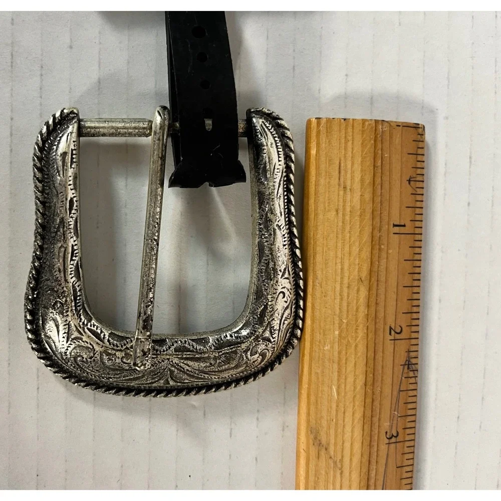 Unbranded Belt Buckle‎ Unisex OS Silver Western Engraved Rope Edge